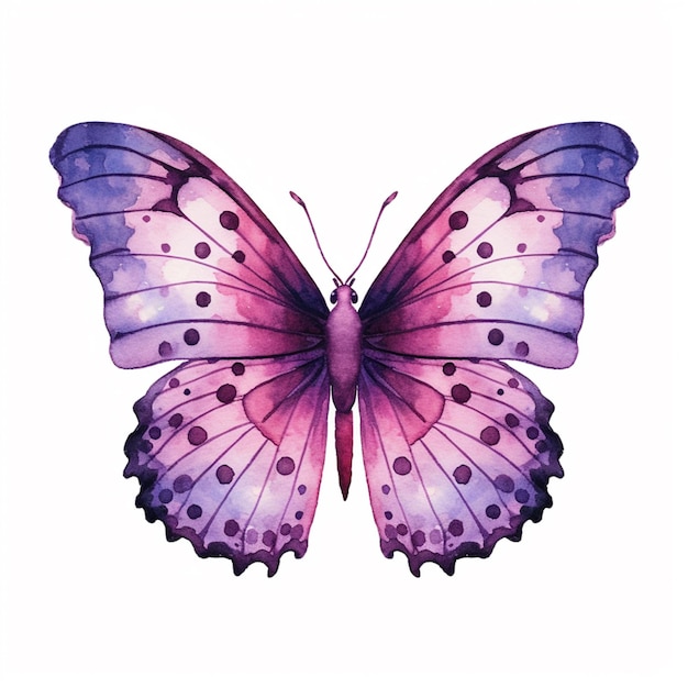 Papillon violet avec des taches noires sur les ailes génératif ai