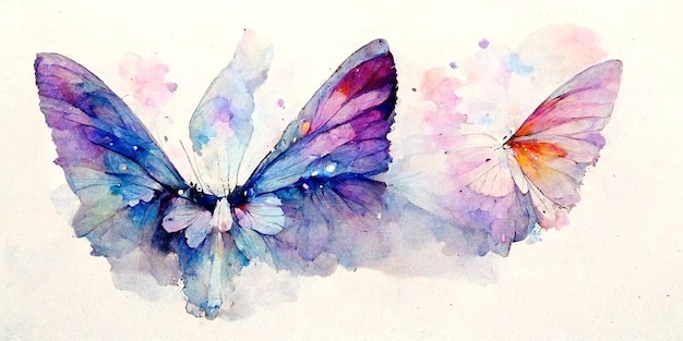 Papillons abstraits dessinés à la main Aquarelle et stylo