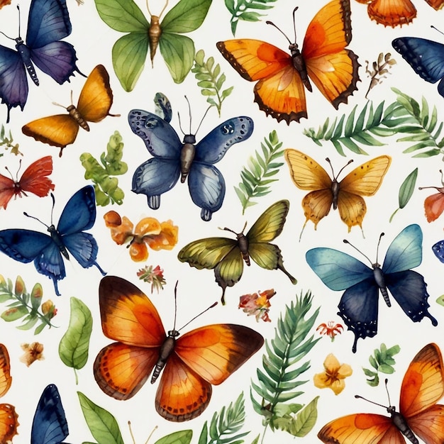 Les papillons à aquarelles multicolores