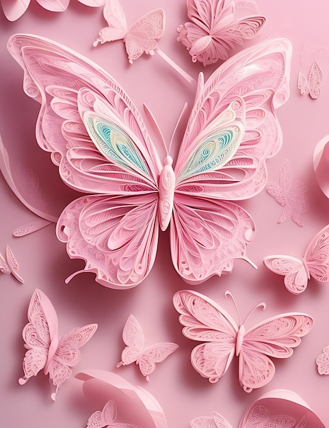 Papillons d'art en papier piquants complexes