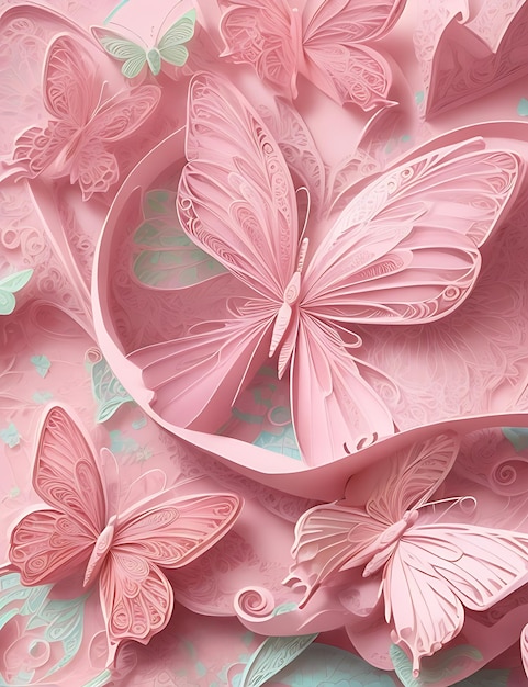 Papillons d'art en papier piquants complexes