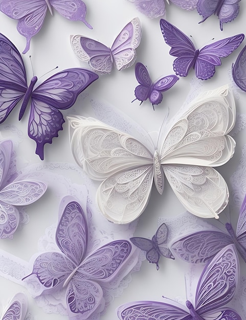 Des papillons d'art peints à la plume de couleurs somptueuses