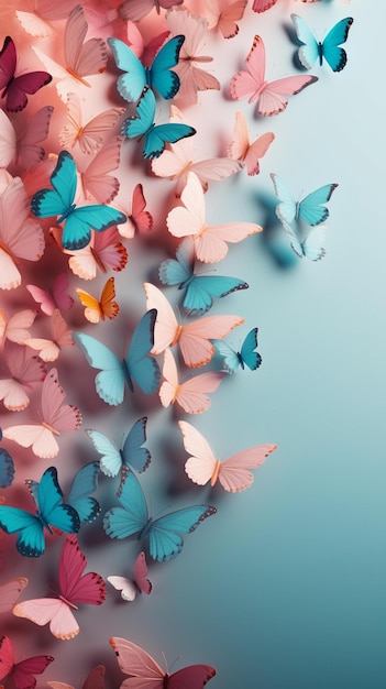 Photo des papillons colorés volent dans le ciel.