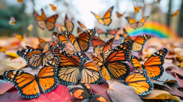 des papillons colorés