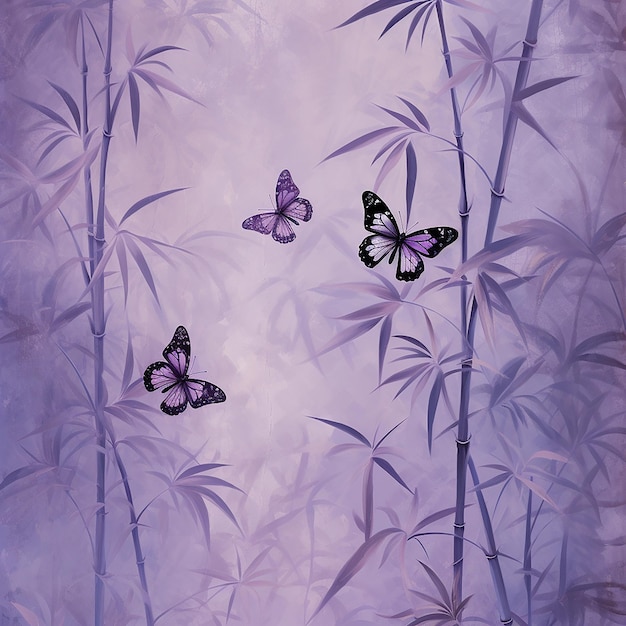 Photo papillons dans une peinture de bambou