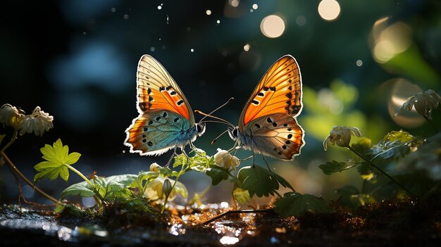 Des papillons dansent dans les prairies