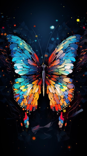 Des papillons multicolores intricats et abstraits