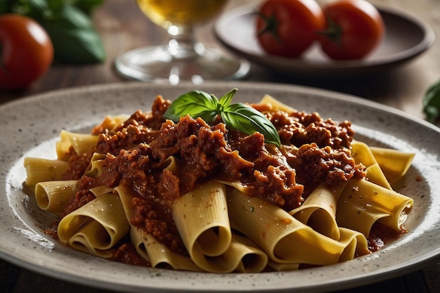 Photo pappardelle avec du ragu cuit lentement