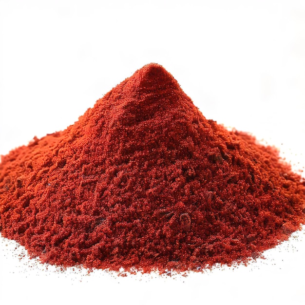 Paprika moulu rouge ou piment sec isolé sur fond blanc