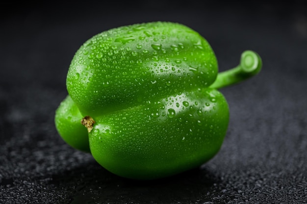 Paprika vert frais sur une dalle d'ardoise closeup shot selective focus