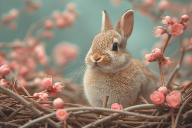 Pâques veilleur doux un lapin calme au milieu des pastels tachetés des sources carte postale d'arrivée