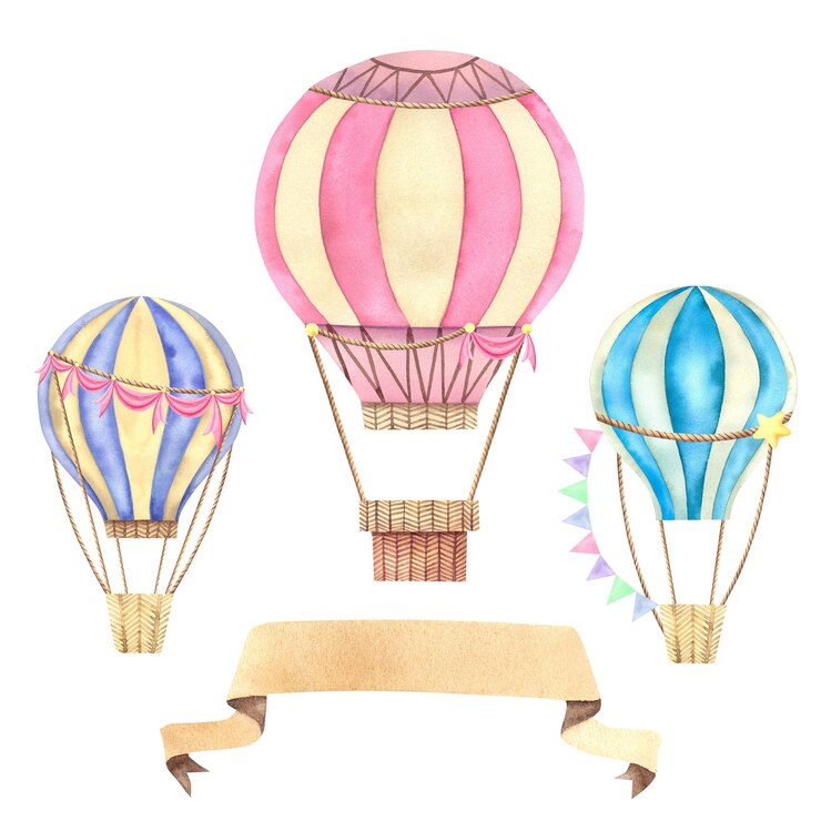 Photo un paquet de ballons illustration à l'aquarelle sur un fond isolé un voyage à travers le ciel chambre d'enfant