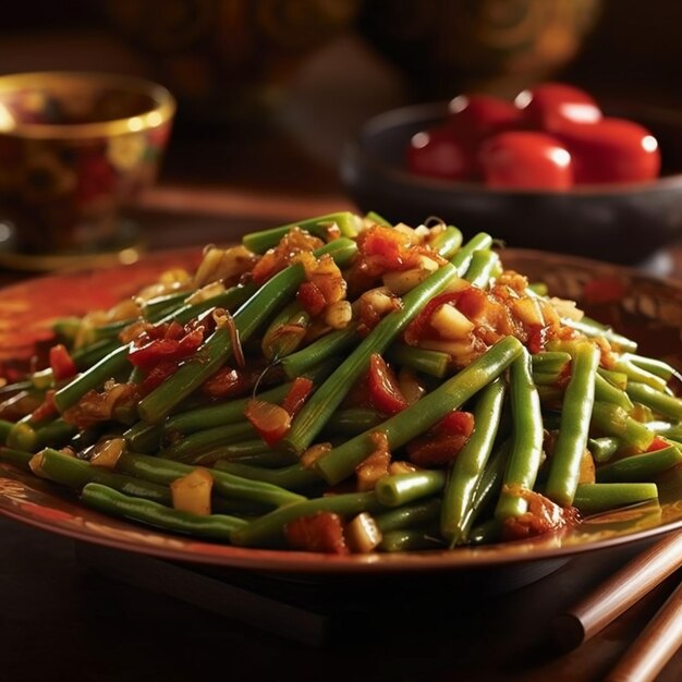 Photo un paquet de petits haricots verts