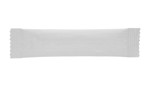 Paquet de sachet de bâton blanc vierge isolé sur fond blanc