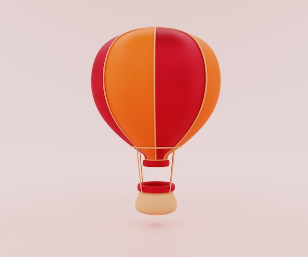 Parachute orange rouge isolé en rendu 3D