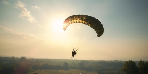 Parachutisme Sport d'action Parachutistes en chute libre et en descente avec des parachutes