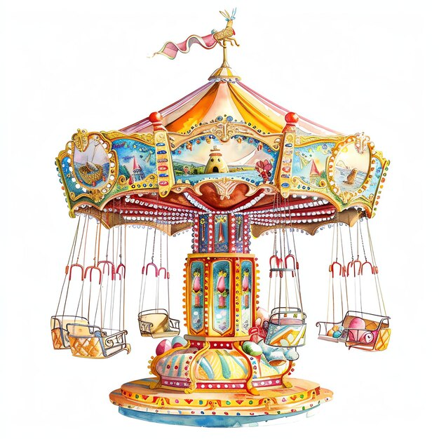 Parade de Pâques Swing Ride aquarelle pour le temps de Pâque