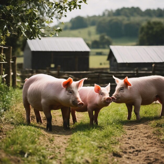 Photo le paradis des cochons une tapisserie rustique de la vie à la ferme