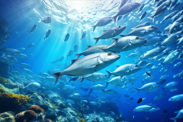 Le paradis tropical Explorant le banc de poissons vibrant de la mer d'Andaman en Thaïlande