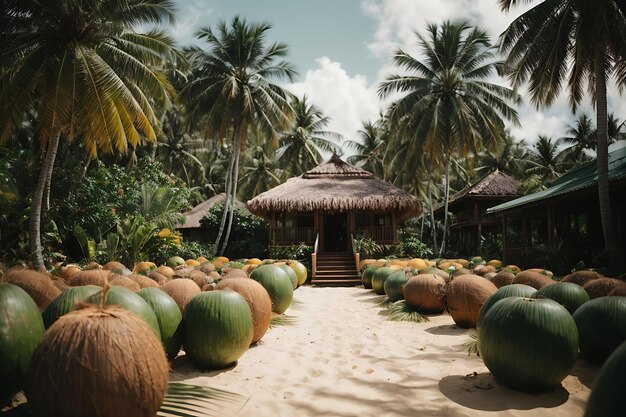 Photo le paradis tropical des noix de coco