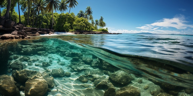 Un paradis tropical avec des palmiers en arrière-plan