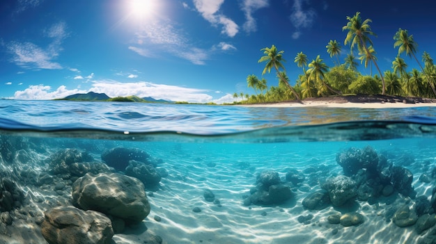 un paradis tropical avec des palmiers et des eaux cristallines