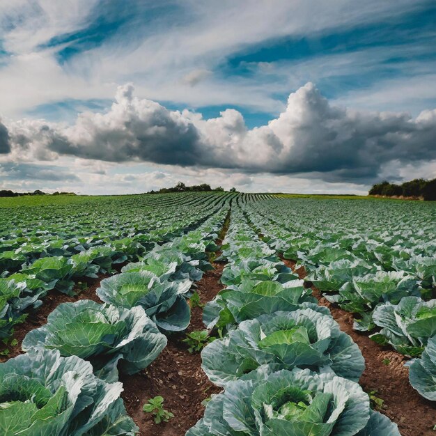 Un paradis verdoyant Un paysage glorieux de récoltes de chou