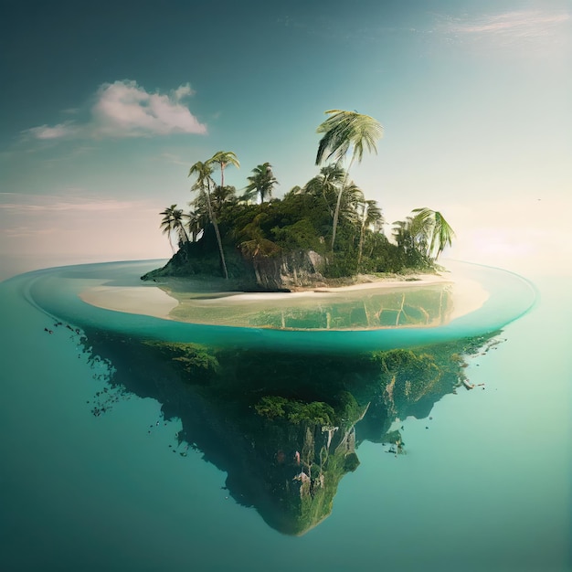 Paradise Island Photo sous-marine Paysage tropical Résumé Illustration IA générative