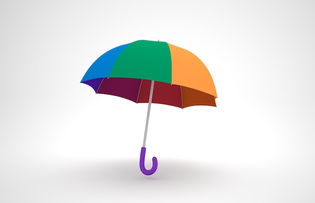 Parapluie 3D sur fond blanc isolé. illustration de rendu 3d