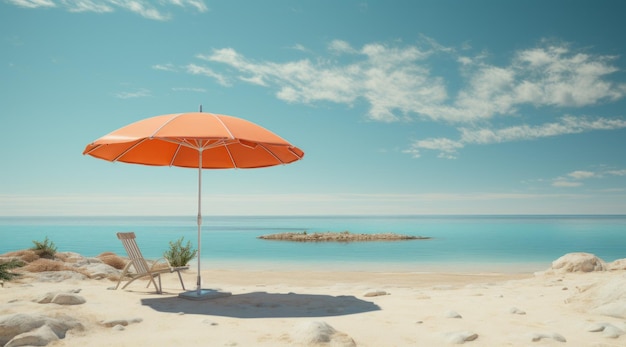 un parapluie accroché sur le sable près de la plage