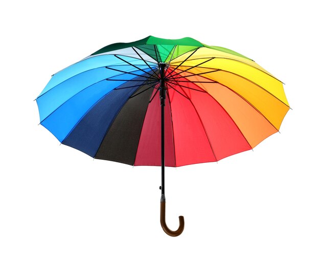 Parapluie arc-en-ciel sur fond blanc