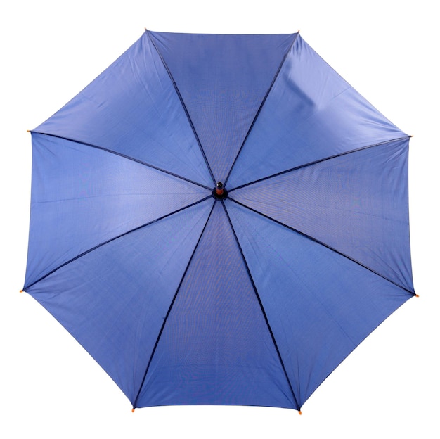 Parapluie bleu isolé sur blanc