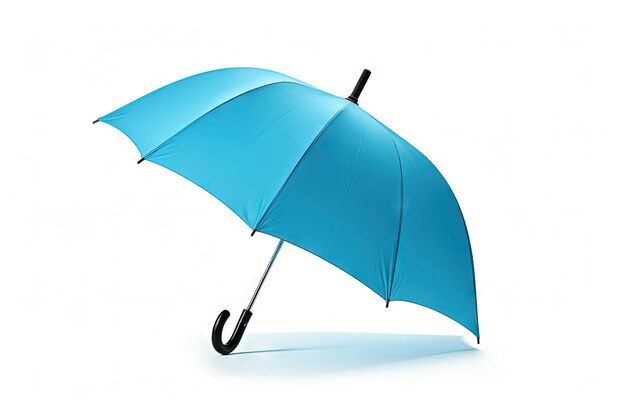 Parapluie bleu isolé sur fond blanc avec ombre