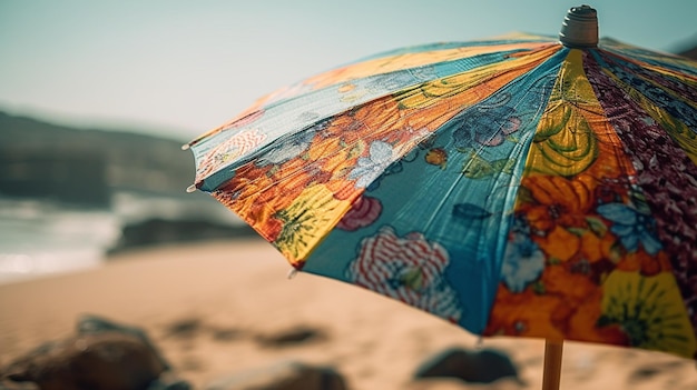 Un parapluie coloré avec une photo d'une personne dessus