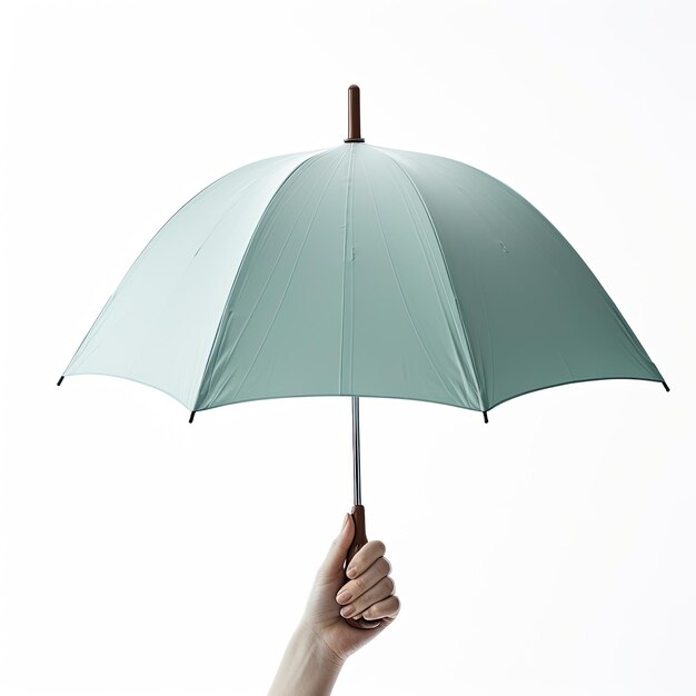 Parapluie dans une main isolée sur fond blanc