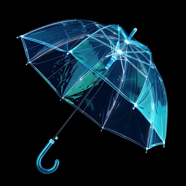 un parapluie avec un dessin bleu et vert