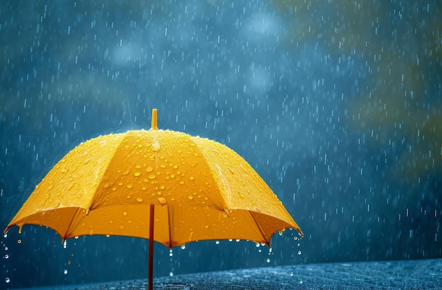 Photo un parapluie jaune par un jour de pluie