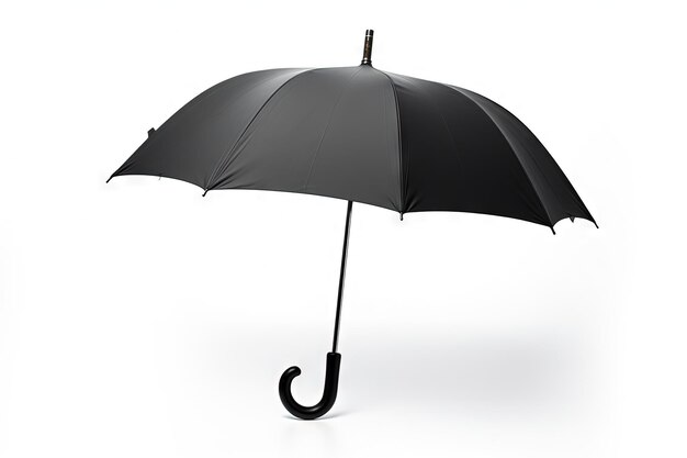 Parapluie noir avec poignée incurvée isolé sur fond blanc pas de gens
