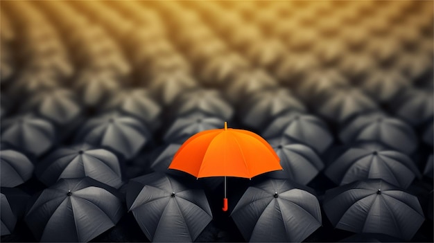 Un parapluie orange avec un haut noir qui dit quot orange quot