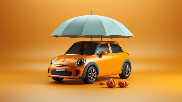 parapluie orange sur une voiture