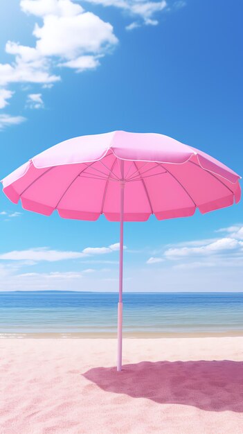 Photo un parapluie rose sur une plage