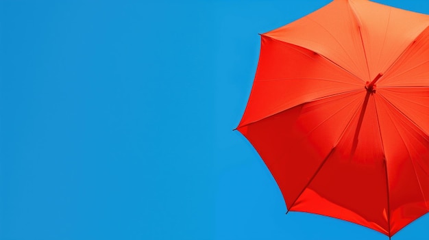 Parapluie rouge sur fond de ciel bleu vif minimaliste et vif