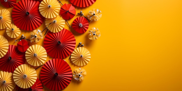 parapluie rouge et jaune pour le Nouvel An chinois