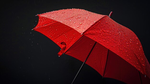 Photo parapluie rouge et pluie sur un fond noir