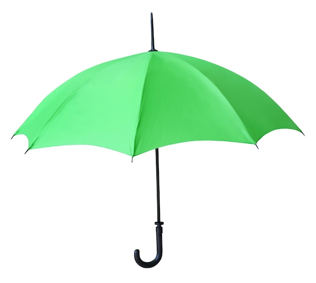 Parapluie vert isolé sur blanc