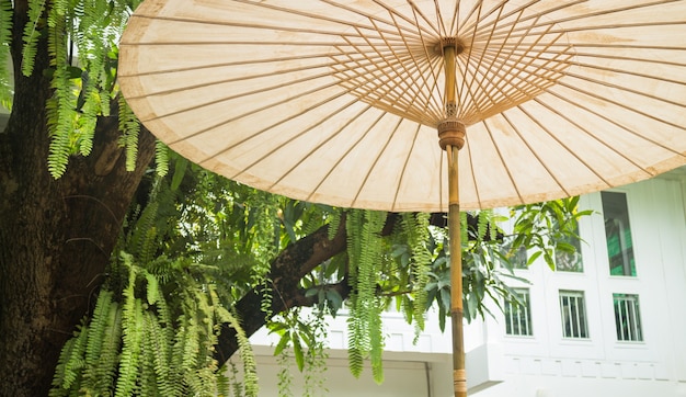 Parapluie Vintage en coton avec rayons en bois