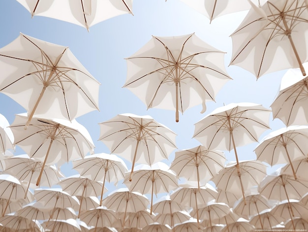 Parapluies blancs dans le ciel Concept d'été