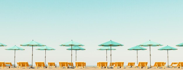 Photo des parapluies à l'horizon de la plage