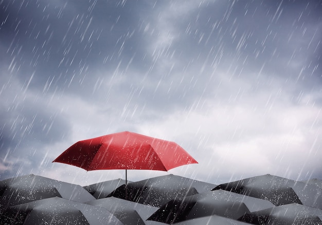 Parapluies sous la pluie et les orages