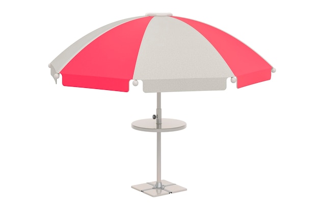 Parasol de plage avec rendu 3D à rayures rouges et blanches